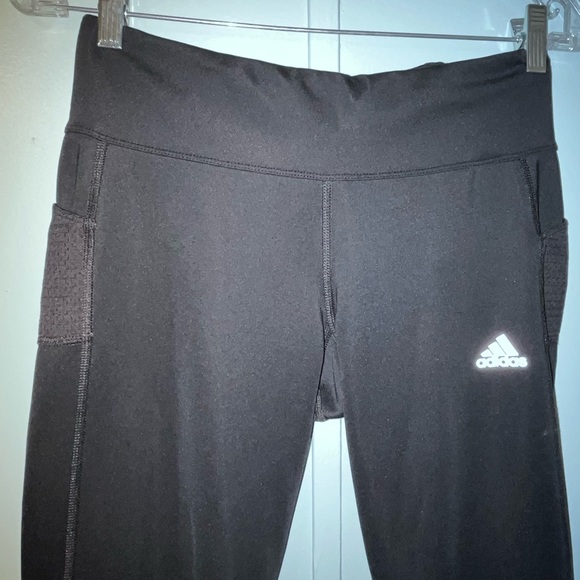 Adidas Aero Ready Capri Size Medium Pockets Drawstring Waist Zipper Mesh - Picture 4 of 15